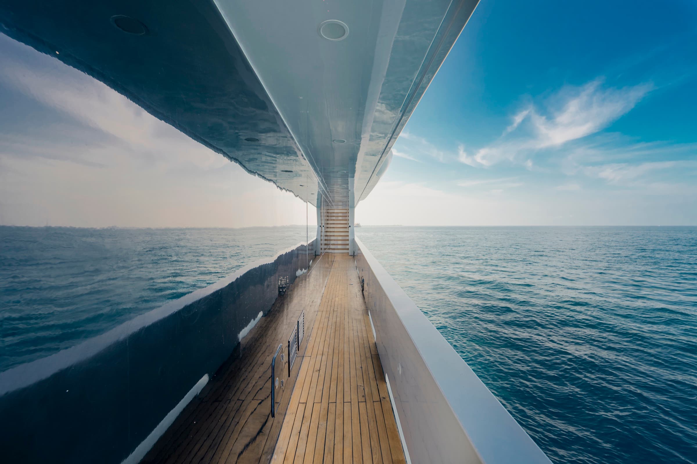 SERAI Ocean Dream yacht — starboard walkway, perfect corporate event venue